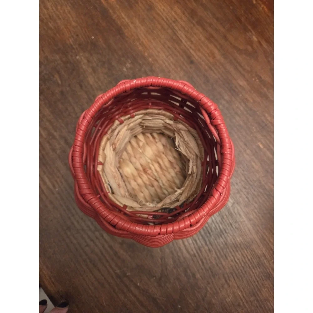 Mushroom Woven Basket Decor - Rattan Utensil Holder Or Brush Holder